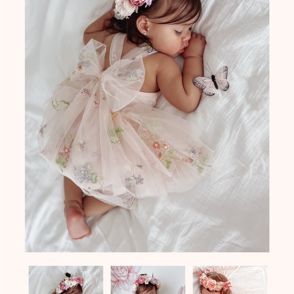 Beautiful floral tool romper dress birthday party or special occasion outfit - Picture 2 of 4